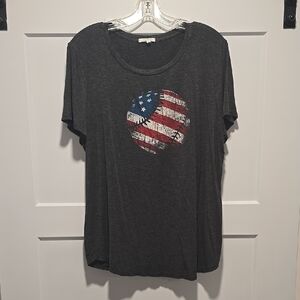 Maurices Gray Relaxed Fit Tee with Patriotic Graphic